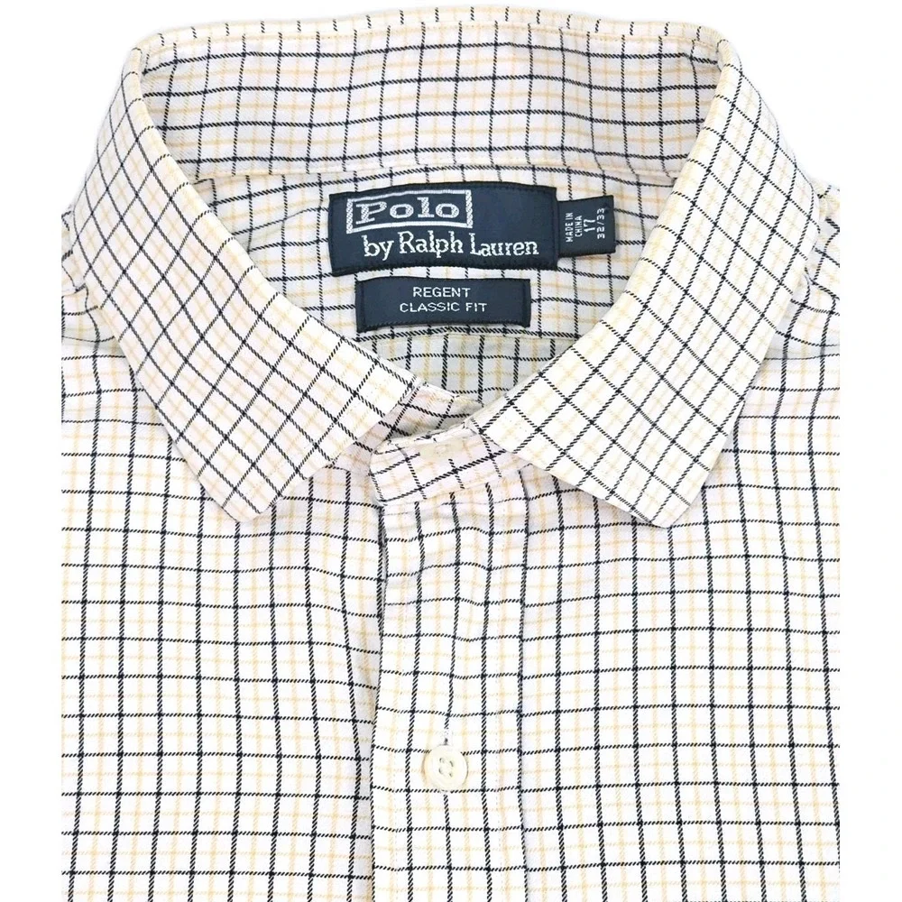 Polo Ralph Lauren Regent Classic Fit Yellow Plaid Button Down Shirt 17 32/33